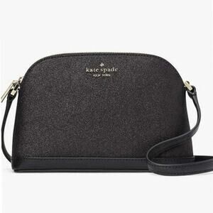 NWT - Kate Spade Small Dome Crossbody Glitter Fabric Black Tinsel